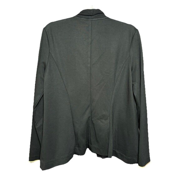 H Halston Open Front Blazer Jacket Women’s Size Medium Black Ivory Trim Office - Picture 3 of 10